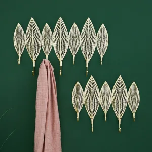 Porte Manteau Mural  Feuilles Dorées